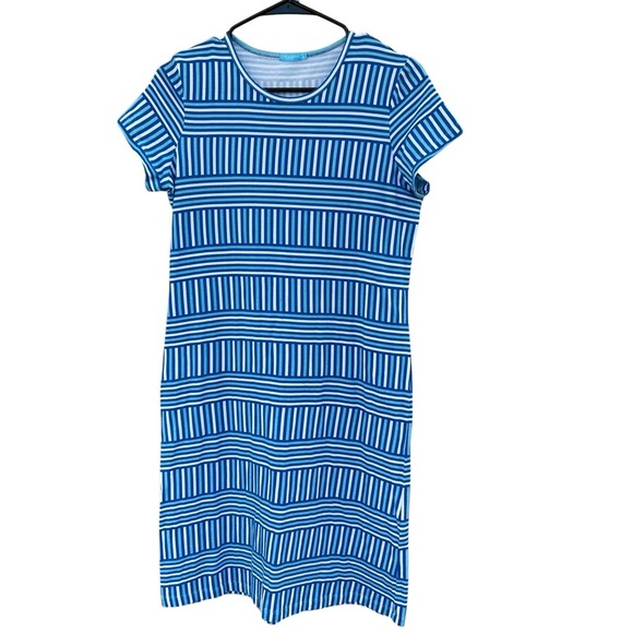J.McLaughlin Cotton T-Shirt Dress - Size Small - Blue Stripes - Picture 4 of 11